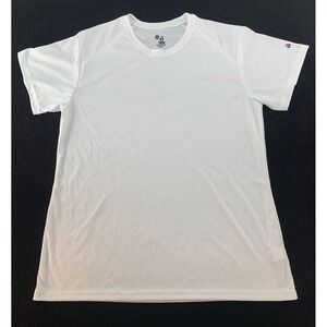 Badger Sport Womens White Short Sleeve Athletic T Shirt Top Size L